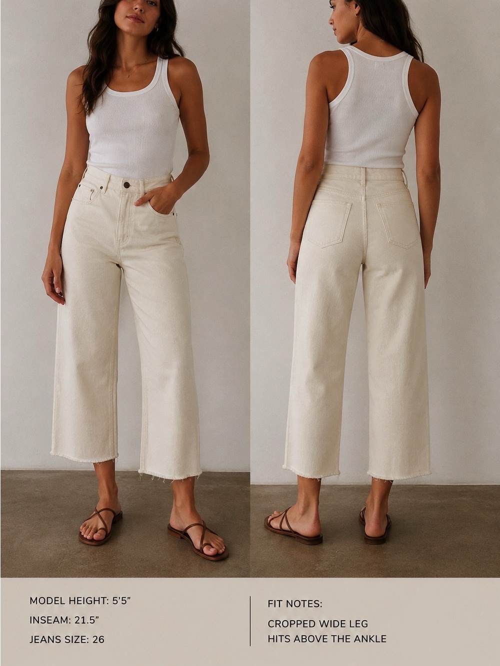 Sezane Cream Oat High Rise Crop Jeans 36 26 Waist Capsule Classic Minimalist
